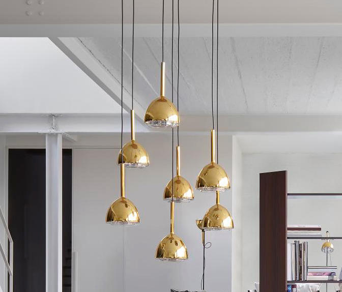 Brass Bell, Suspended Ceiling Light 5 Cables