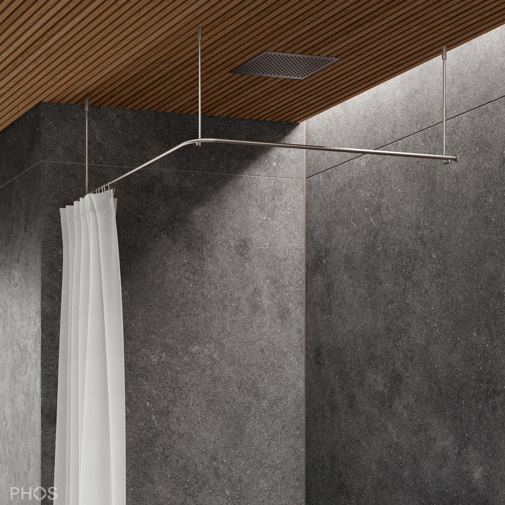 Using a Ceiling Curtain Track to Hang a Shower Curtain