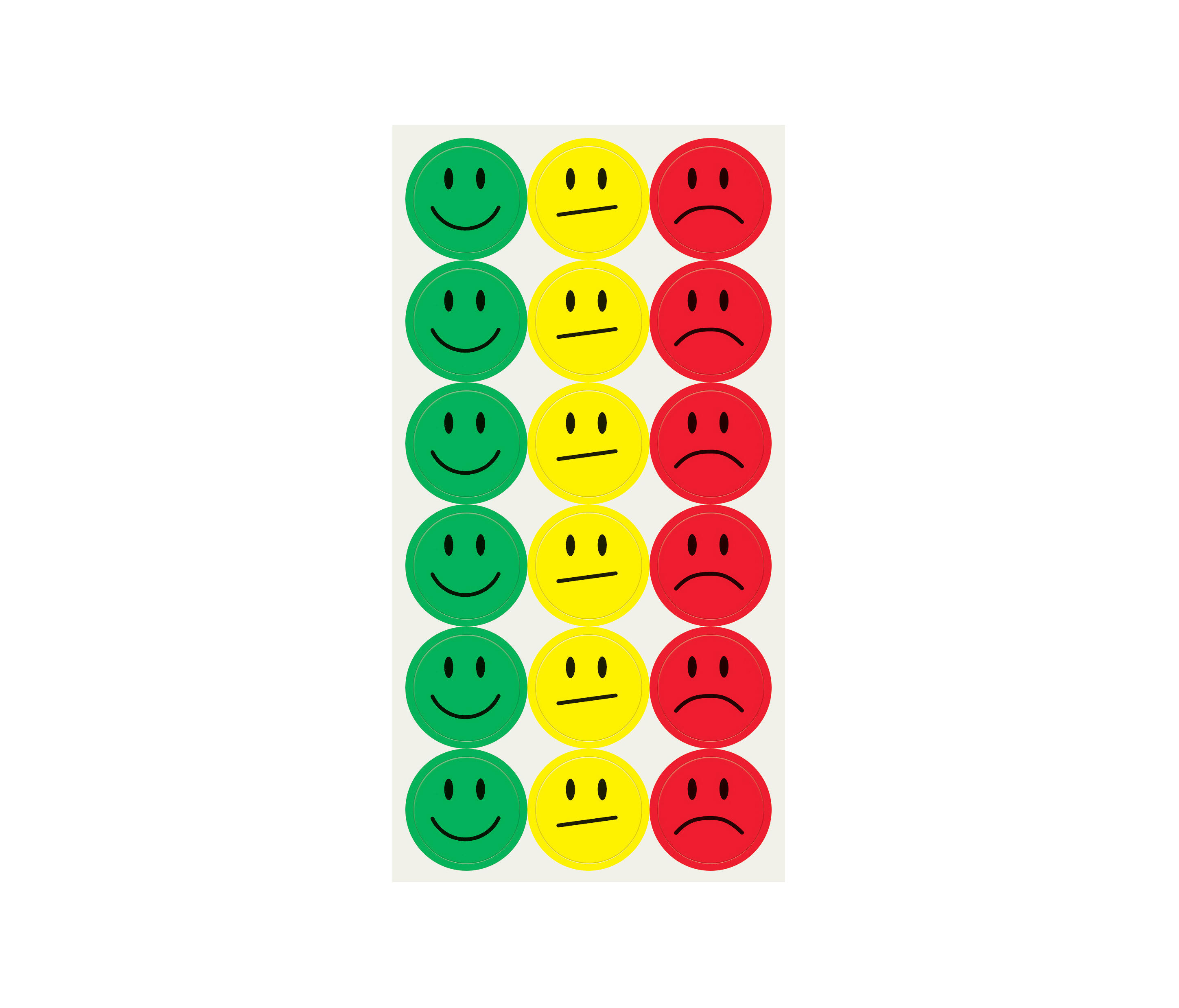 Klebepunkte Smileys, selbstklebend, gelb, grün, rot, 180 Stück