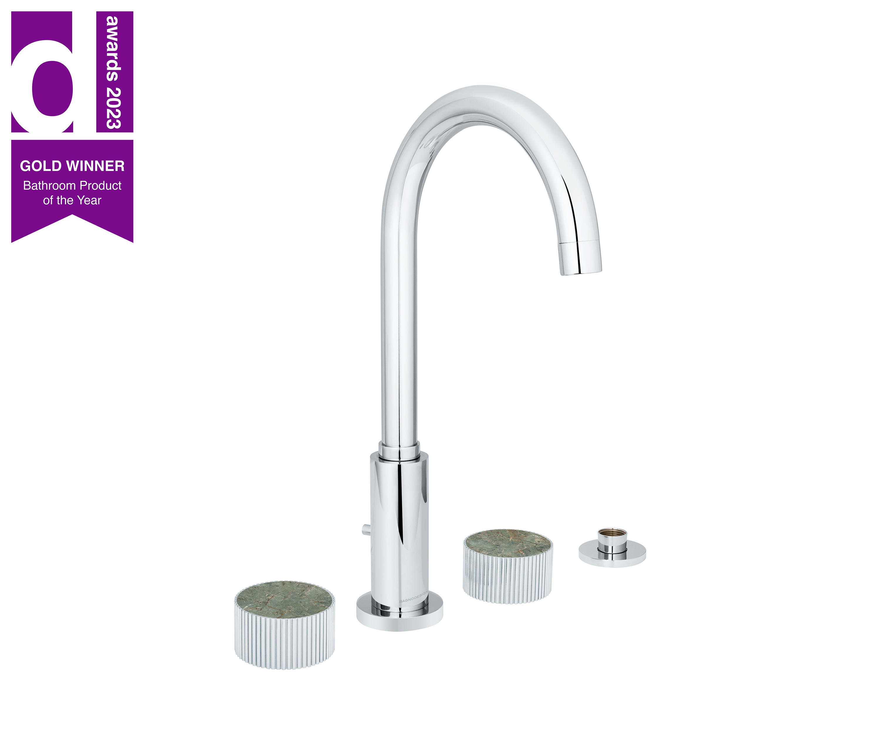 Chiasso | Deck Mounted 4 Hole Bath Mixer With Porcelain Handle Insert | Architonic